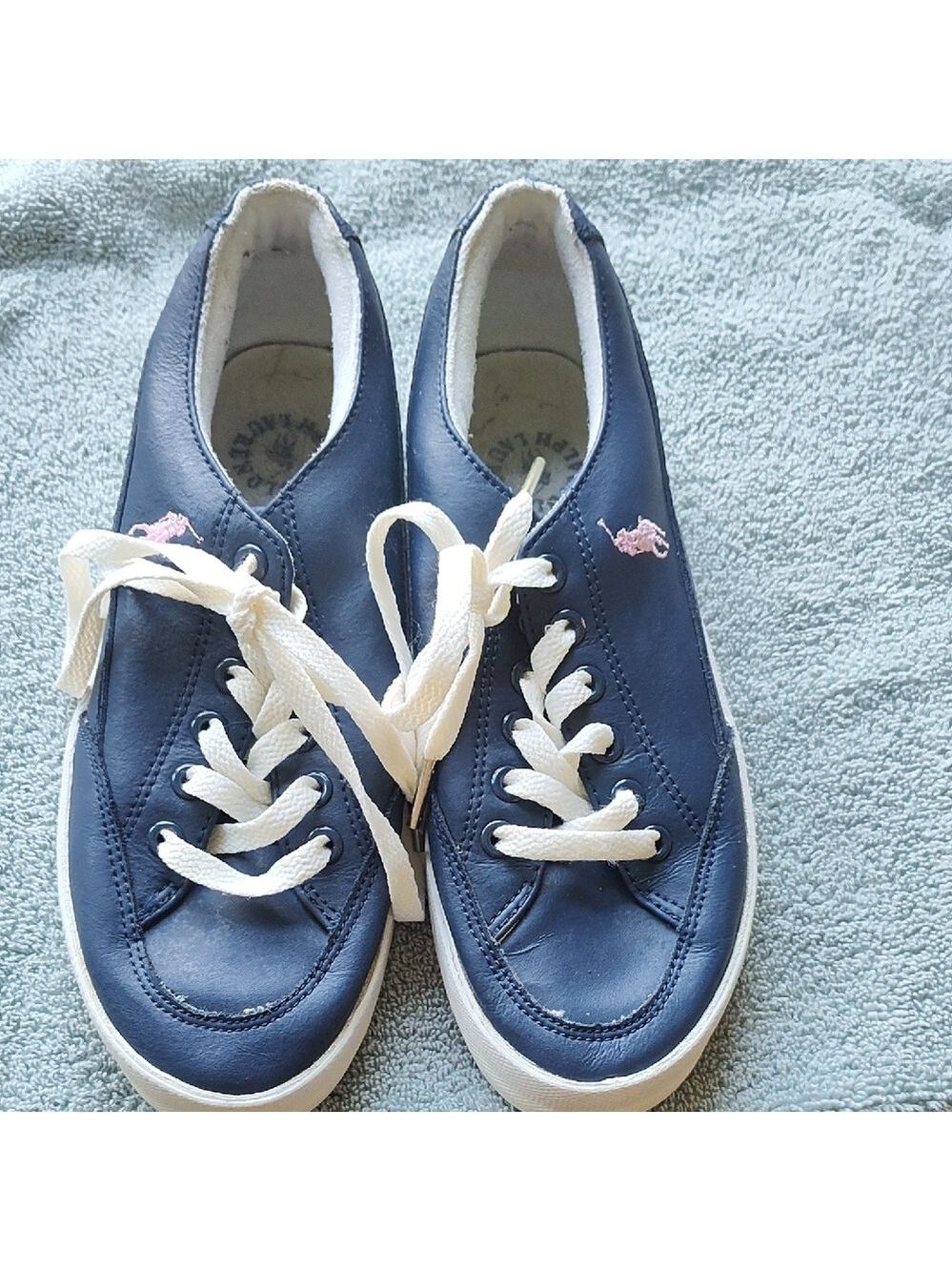 Polo by Ralph Lauren Navy Sneakers with Pink Logo